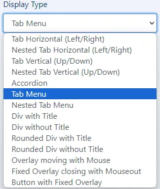 tab displays