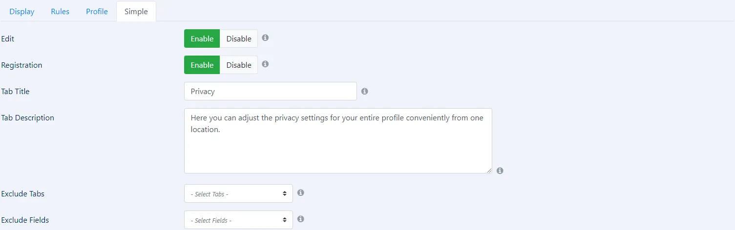 simple privacy config